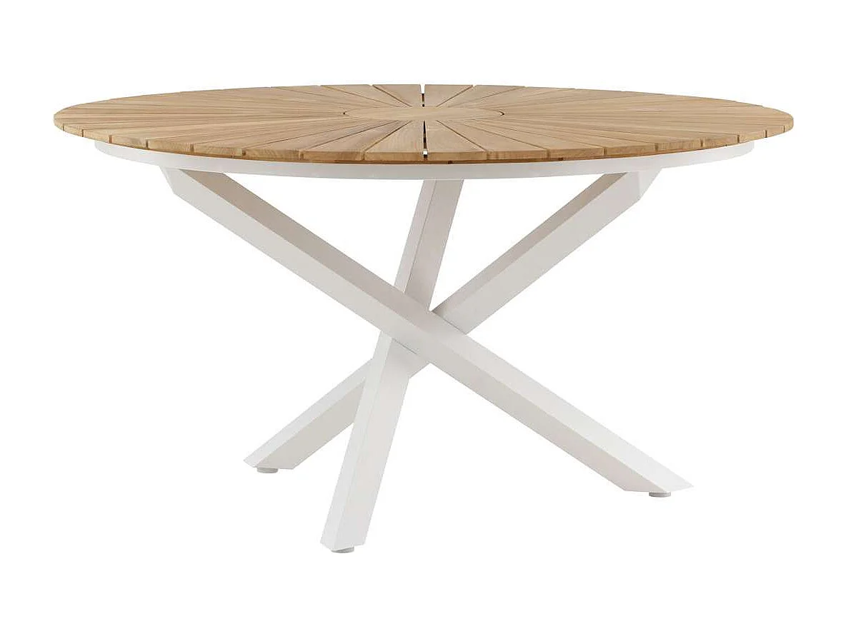 Table de Jardin Ronde "Mexico" 140cm Naturel & Blanc