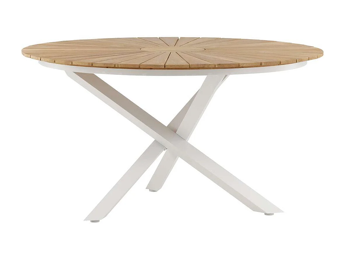 Table de Jardin Ronde "Mexico" 140cm Naturel & Blanc