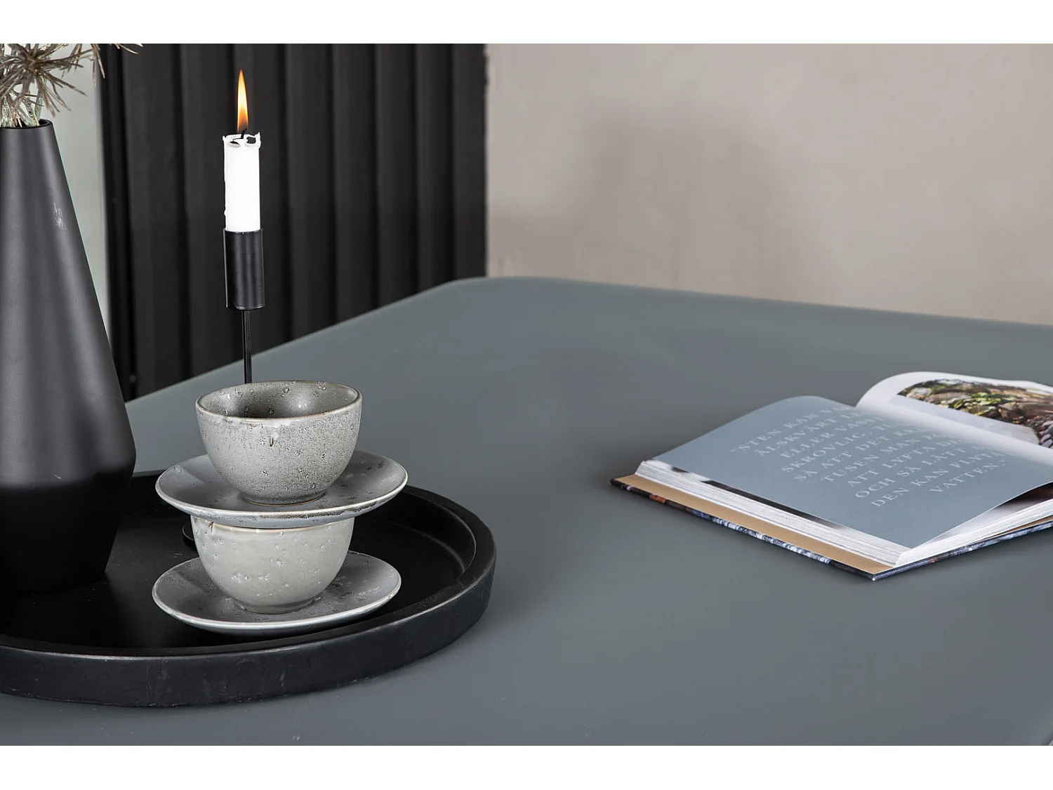 Table de Jardin "Virya" 160cm Noir & Gris