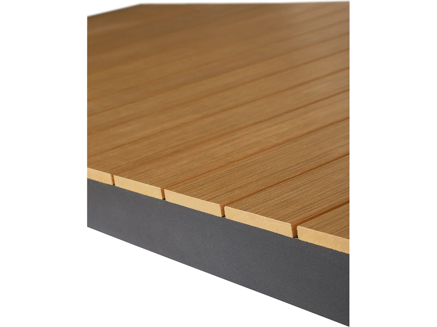 Joan Table de jardin 205-275 x 100 cm, avec 1 plateau supplémentaire, finitions noir et teck.