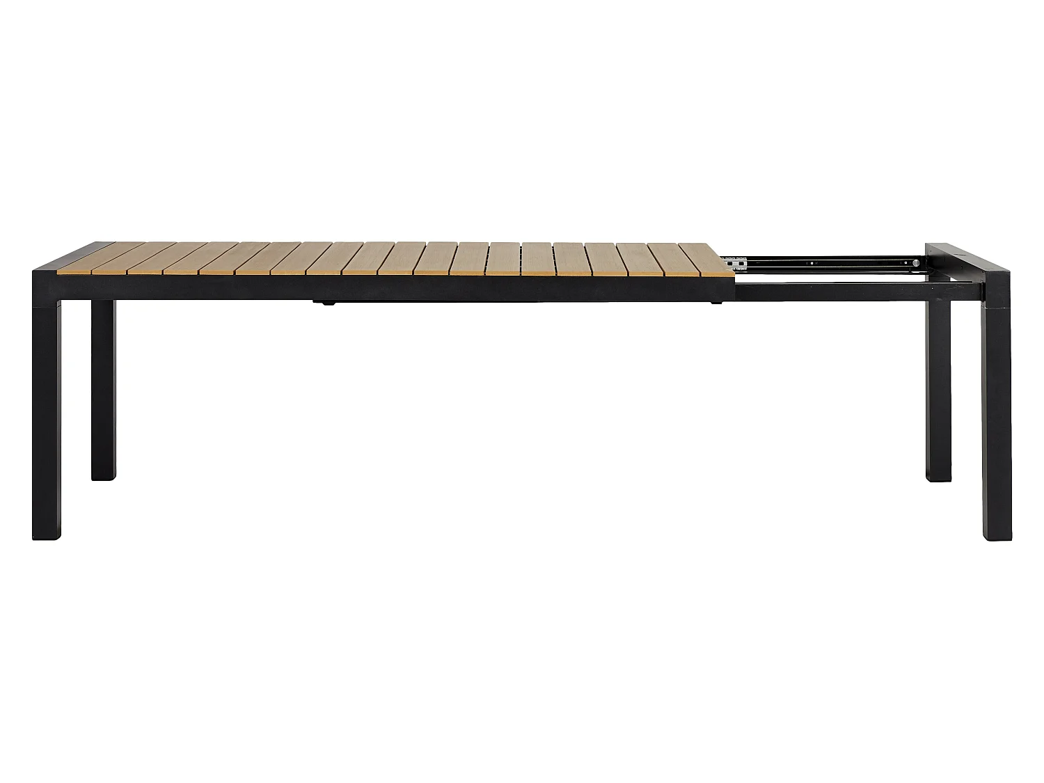 Joan Gartentisch 205-275 x 100 cm, mit Auszug inkl. 1 Platte, schwarz und teak Dekor.