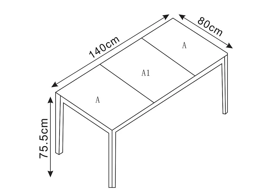 Aluminium Glas Gartentisch Balkontisch 140x80 cm
