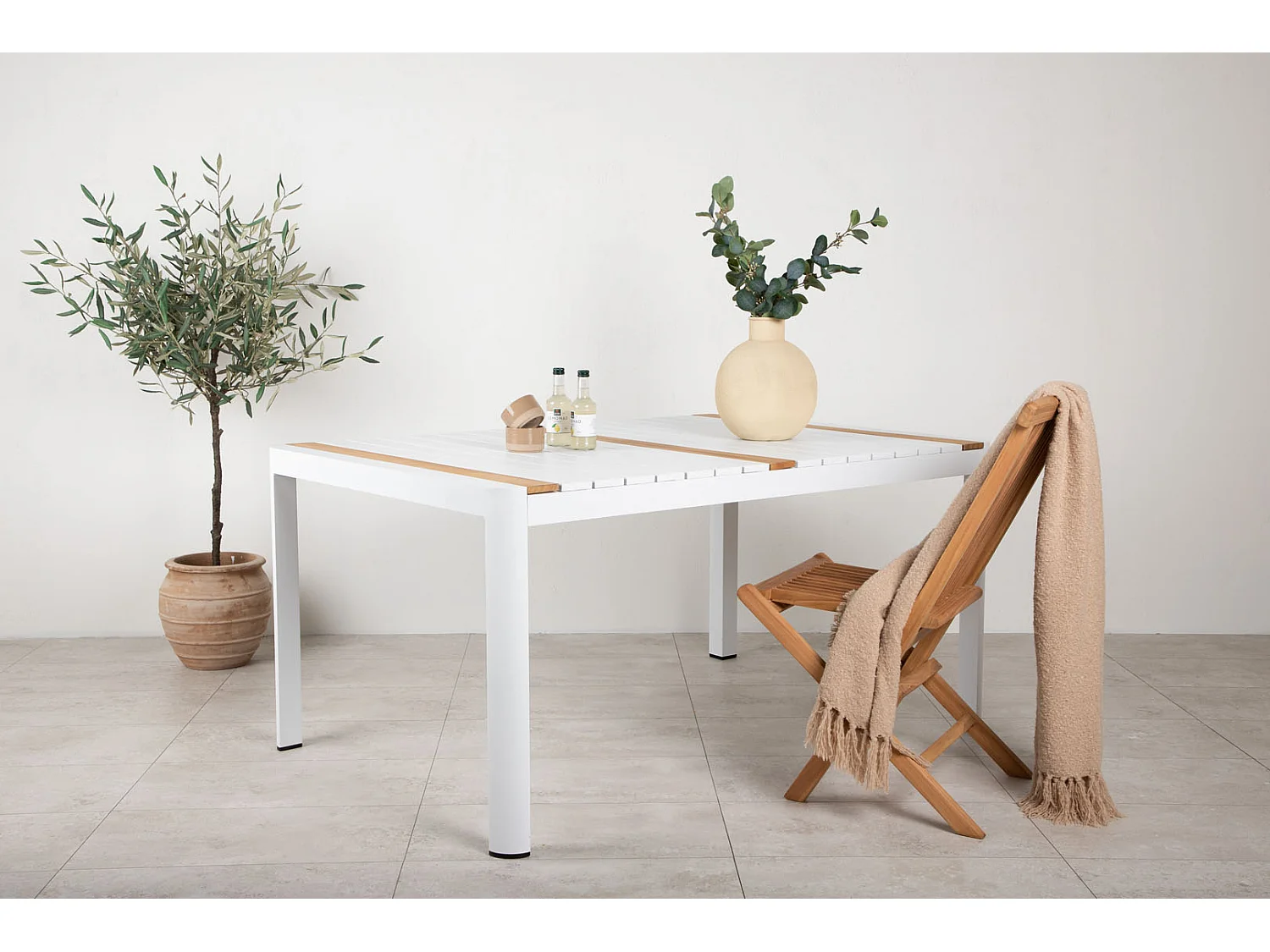 Table de Jardin en Teck "Togo" 150cm Blanc