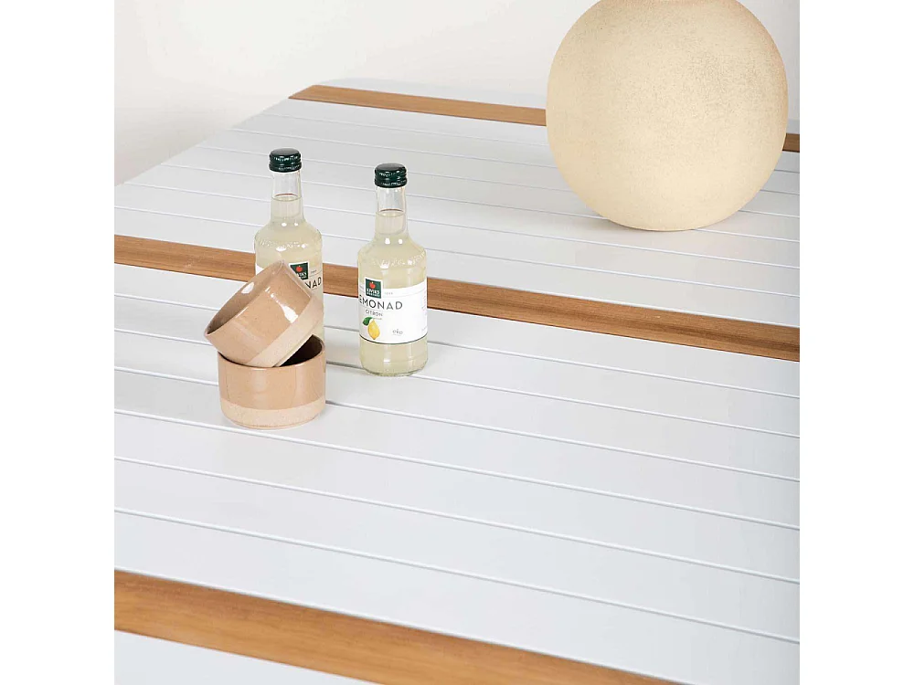 Table de Jardin en Teck "Togo" 150cm Blanc