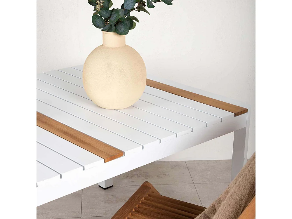 Table de Jardin en Teck "Togo" 150cm Blanc
