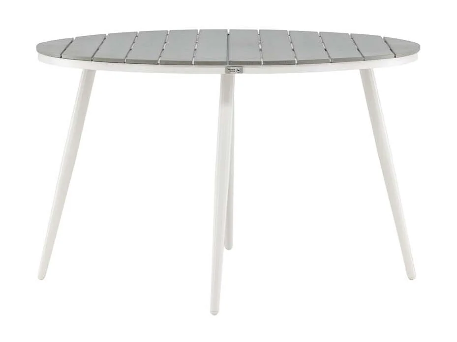 Break eettafel tuin Ø120cm witgrijs.