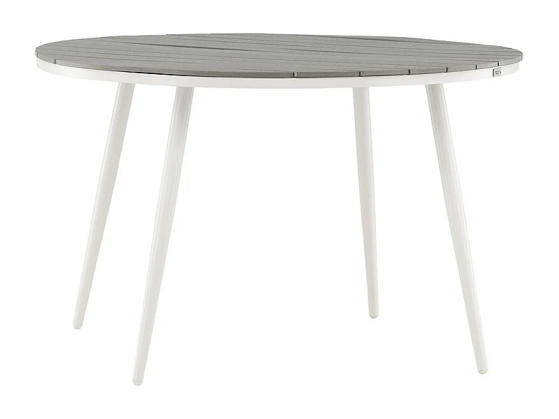 Break Esstisch Ø120cm weiß grau.