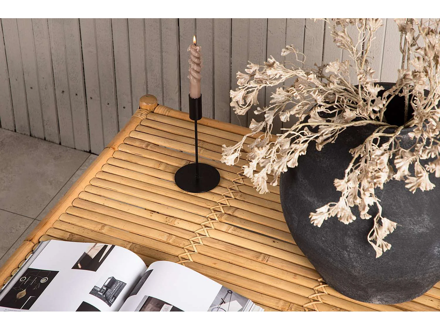 Table Basse de Jardin "Cane" 90cm Naturel