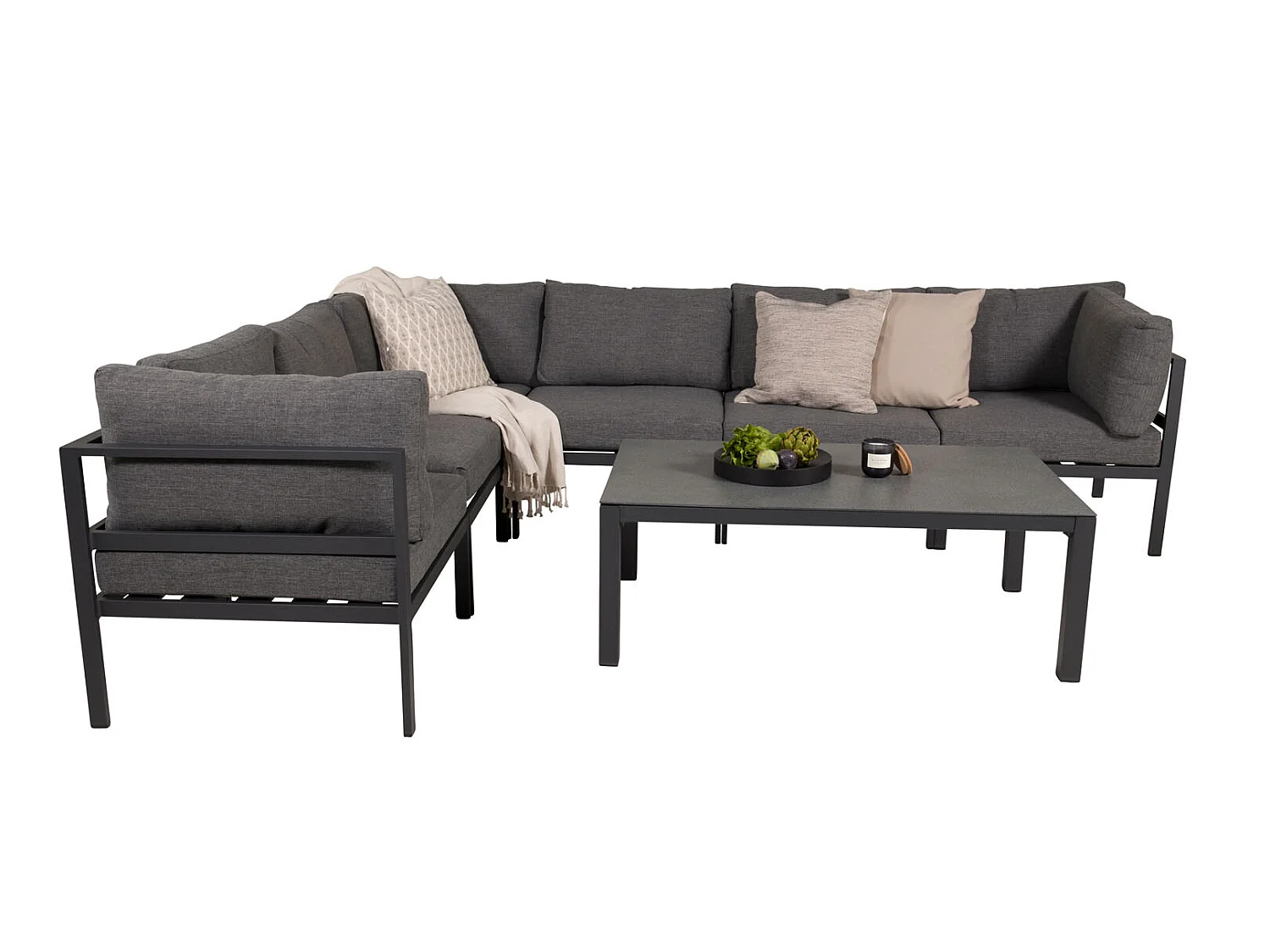 Copacabana tuin salontafel zwart glas.