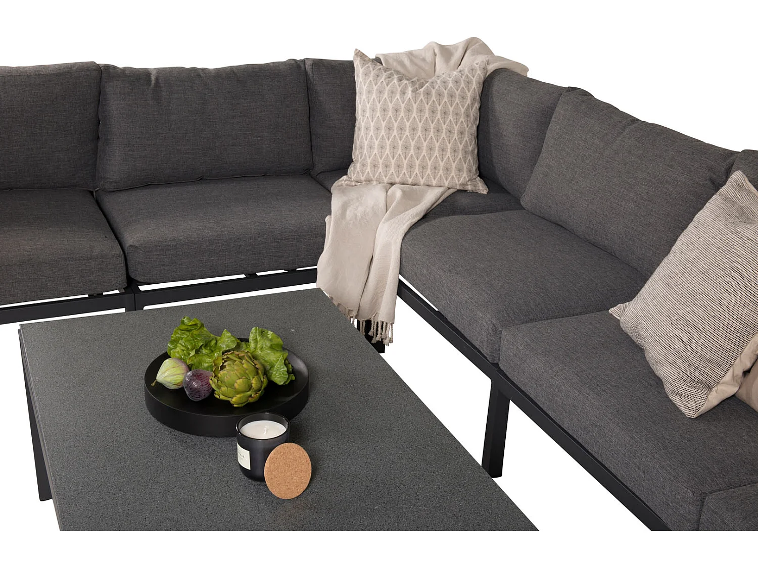 Copacabana tuin salontafel zwart glas.