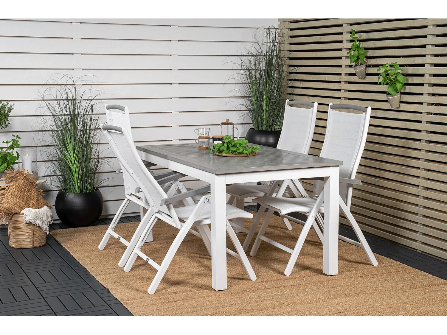 Albany eettafel tuin incl. extra blad 152, 210 cm witgrijs.