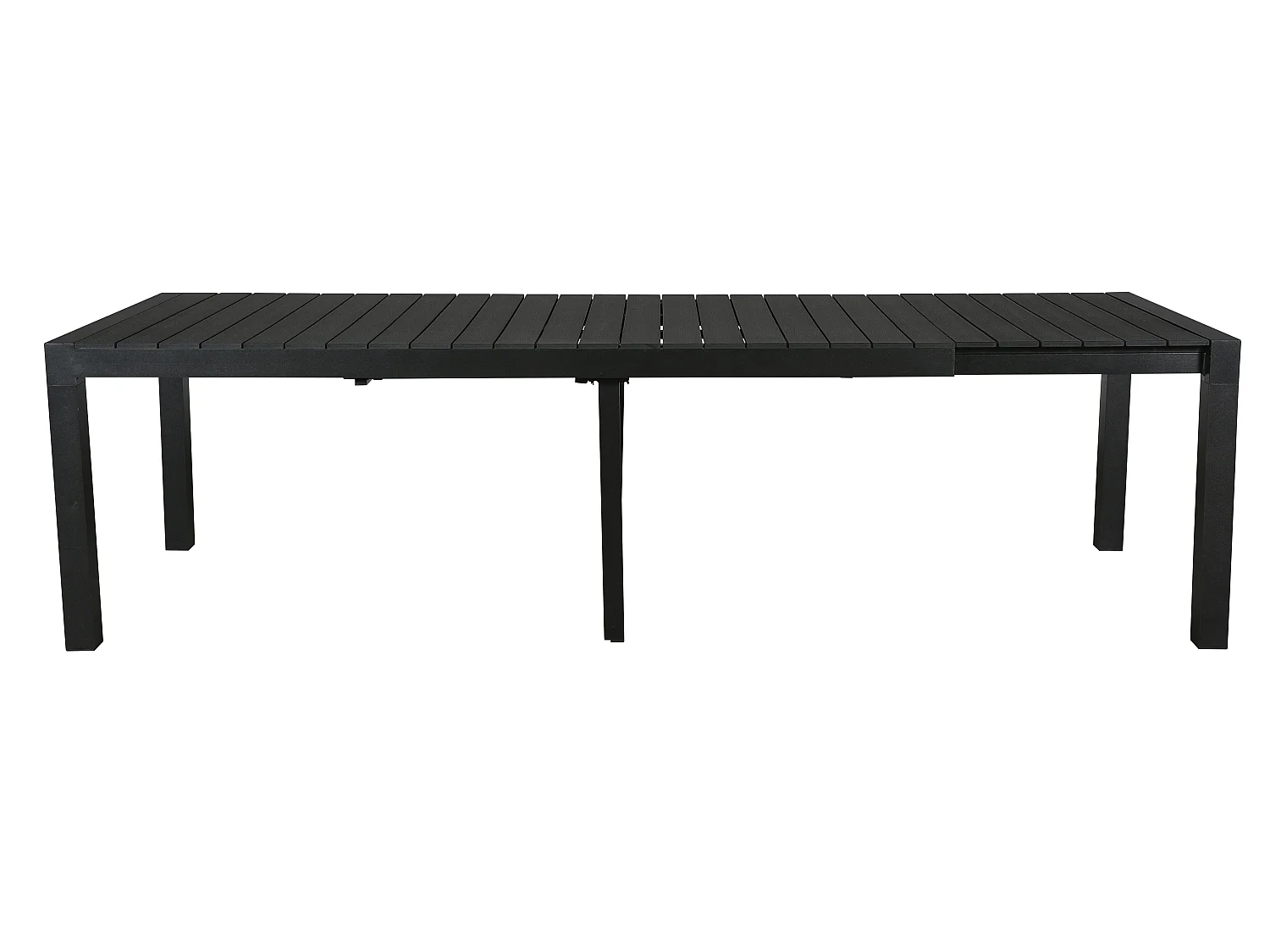 Grup tuintafel, incl. 2 inlegplaten 223-343 cm zwart/zwart.