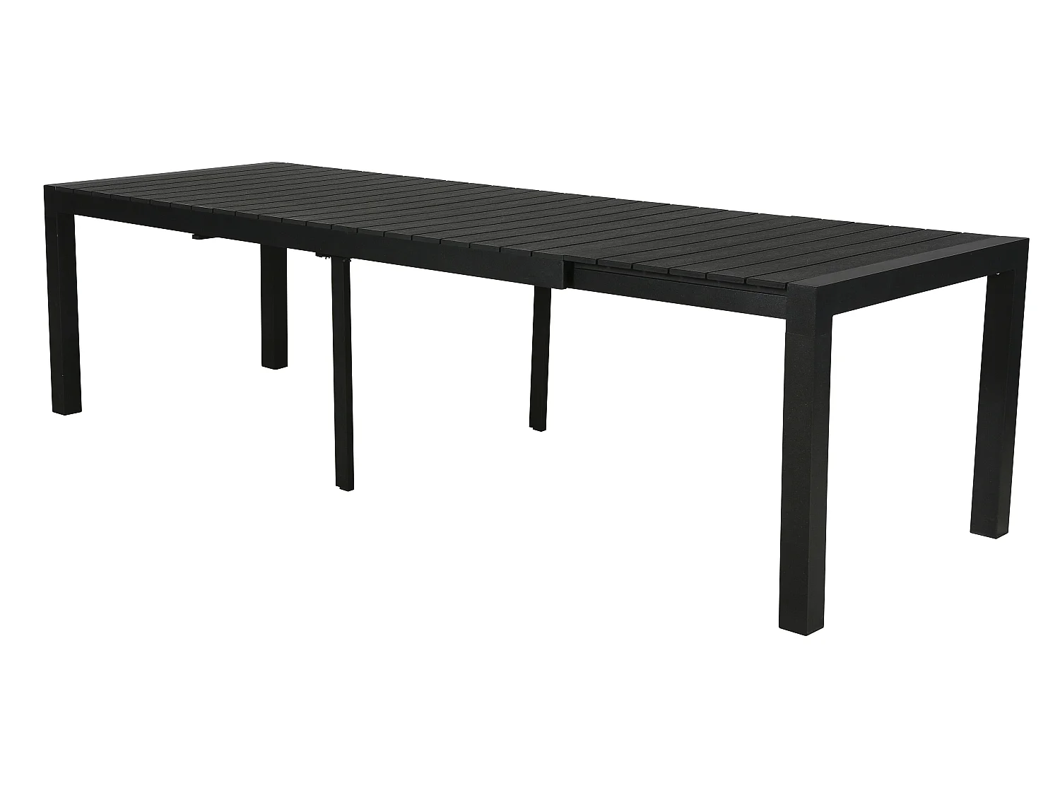 Grup tuintafel, incl. 2 inlegplaten 223-343 cm zwart/zwart.