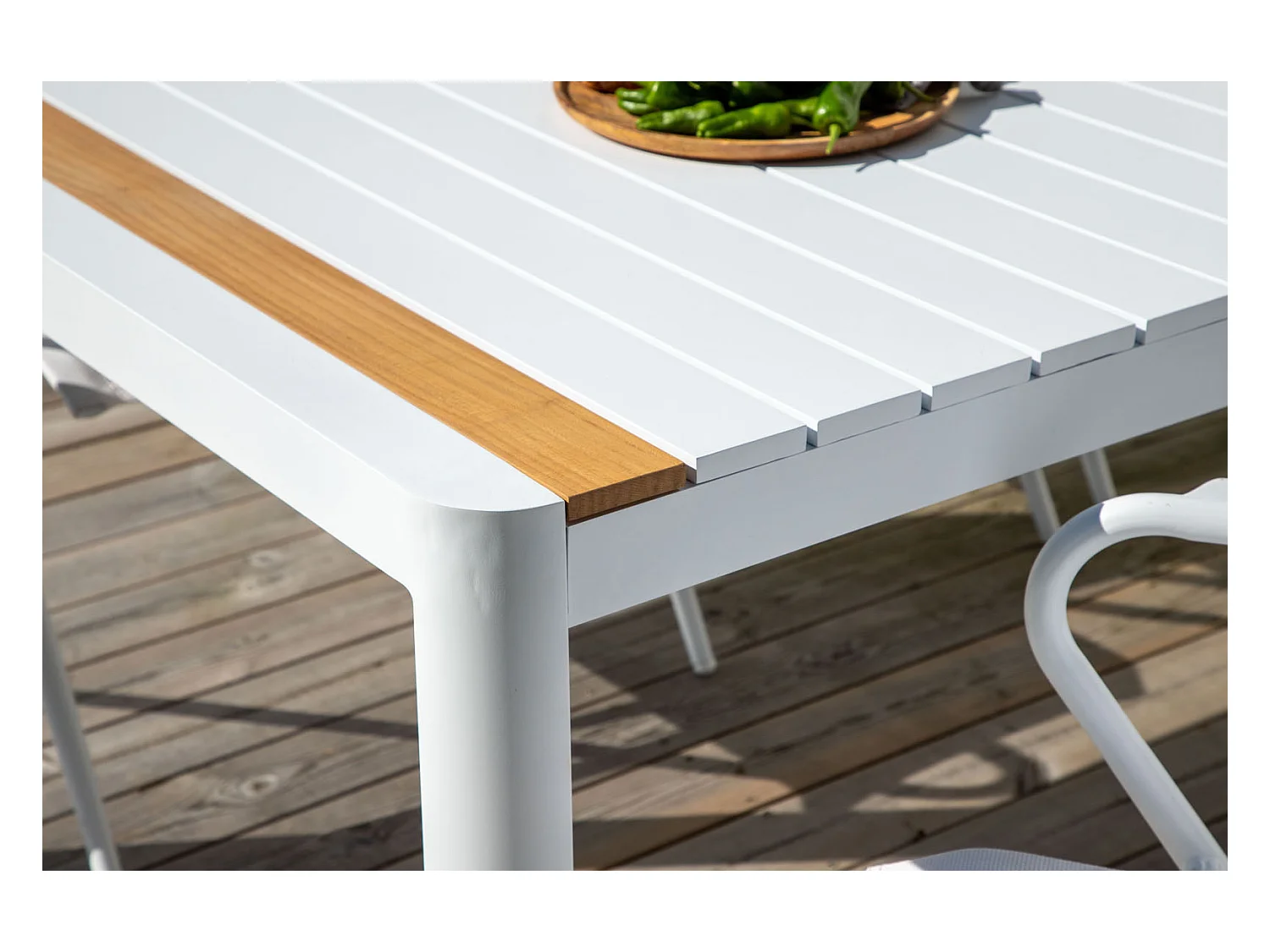 Table de Jardin en Teck "Togo" 200cm Blanc