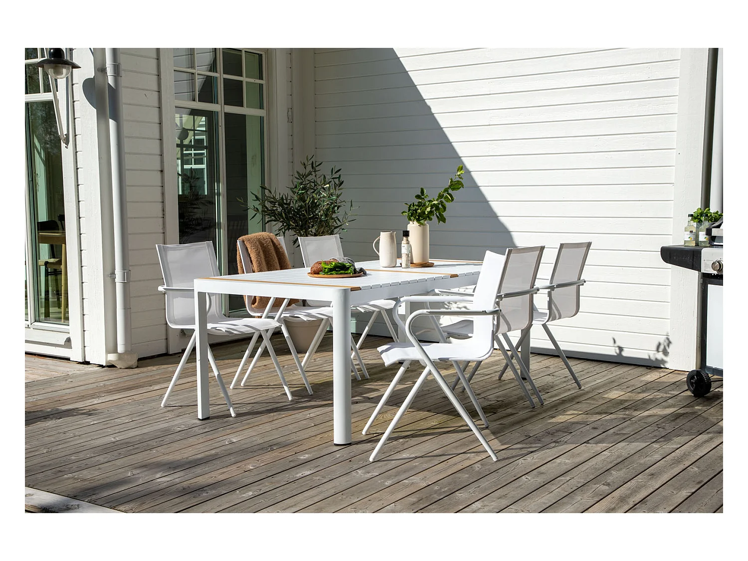 Table de Jardin en Teck "Togo" 200cm Blanc