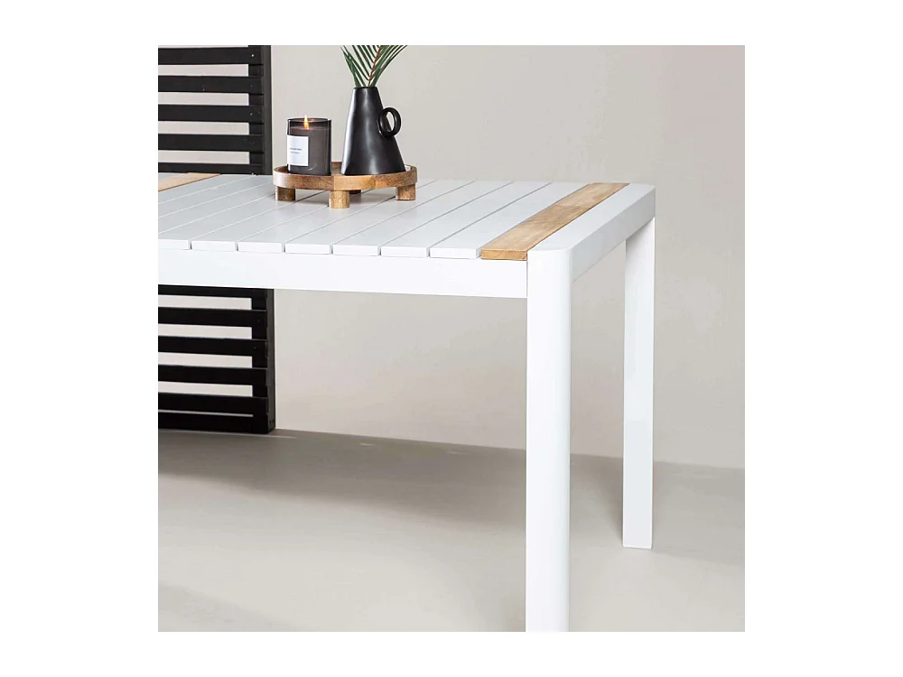 Table de Jardin en Teck "Togo" 200cm Blanc