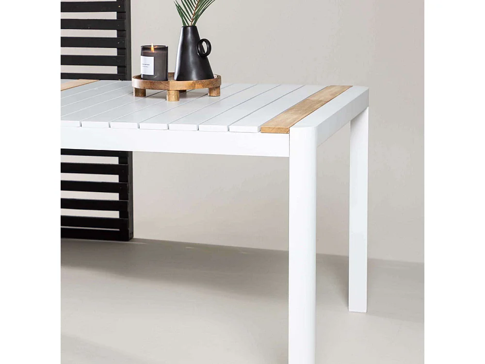 Table de Jardin en Teck "Togo" 200cm Blanc