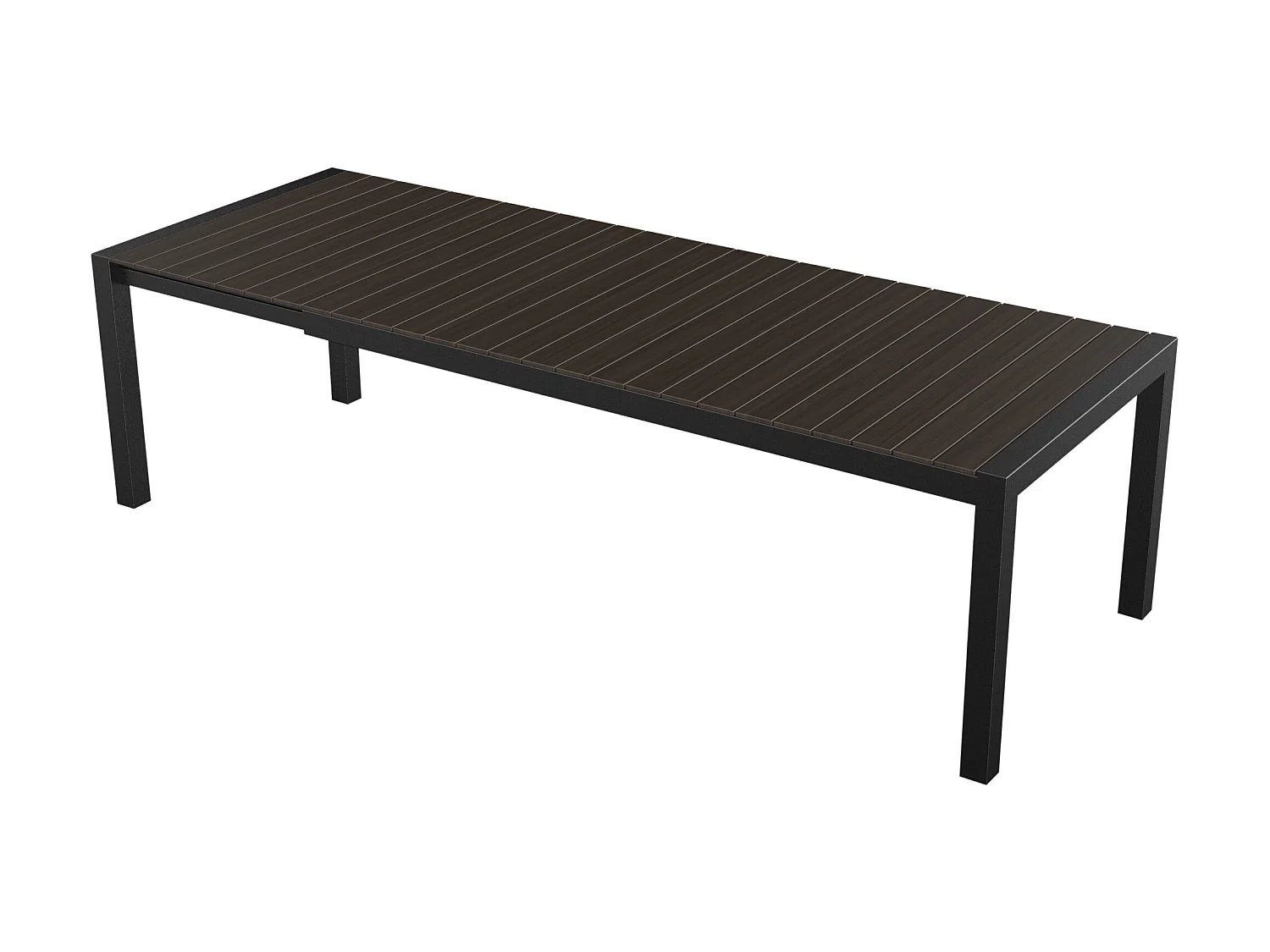 Joan Table de jardin 205-275 x 100 cm, avec 1 plateau supplémentaire, noir et marron.