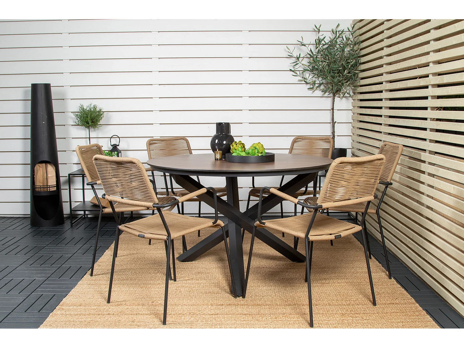 Llama eettafel tuin Ø120cm zwartbruin.