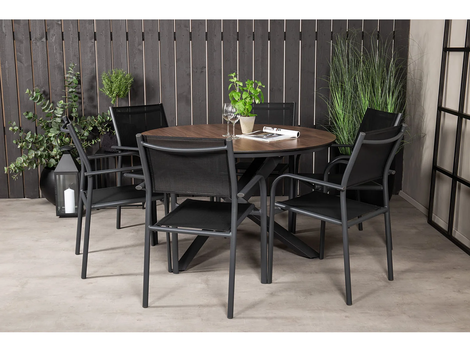 Llama eettafel tuin Ø120cm zwartbruin.