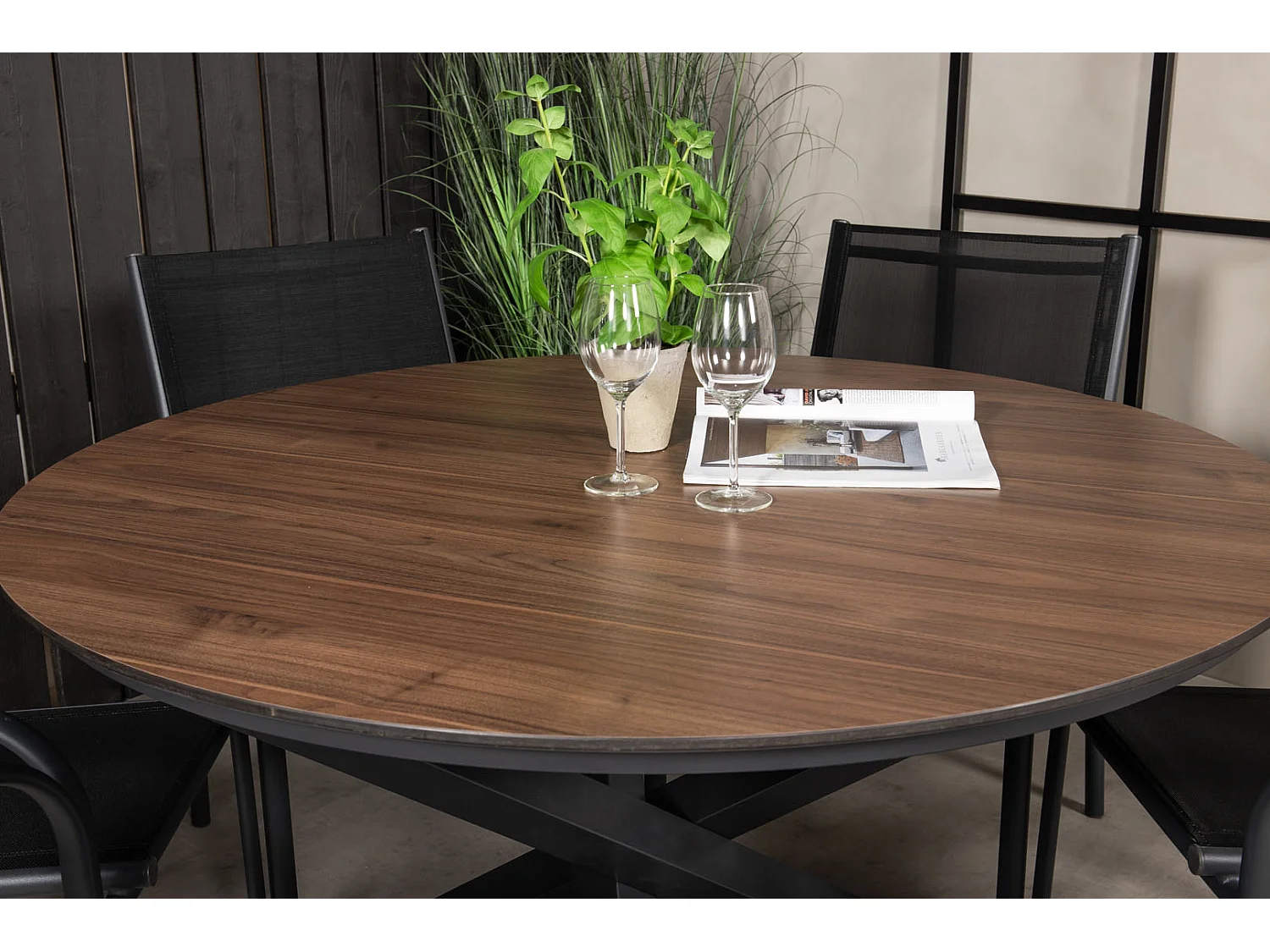 Llama eettafel tuin Ø120cm zwartbruin.