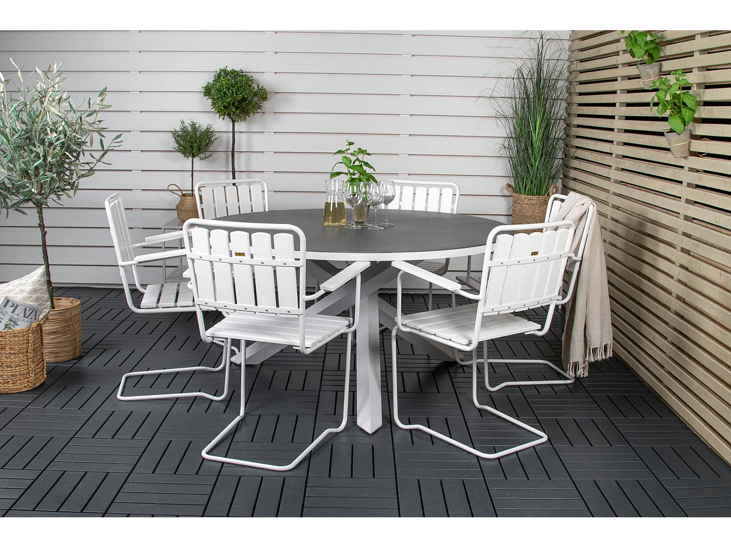 Table de Jardin Ronde "Copacabana" 140cm Gris