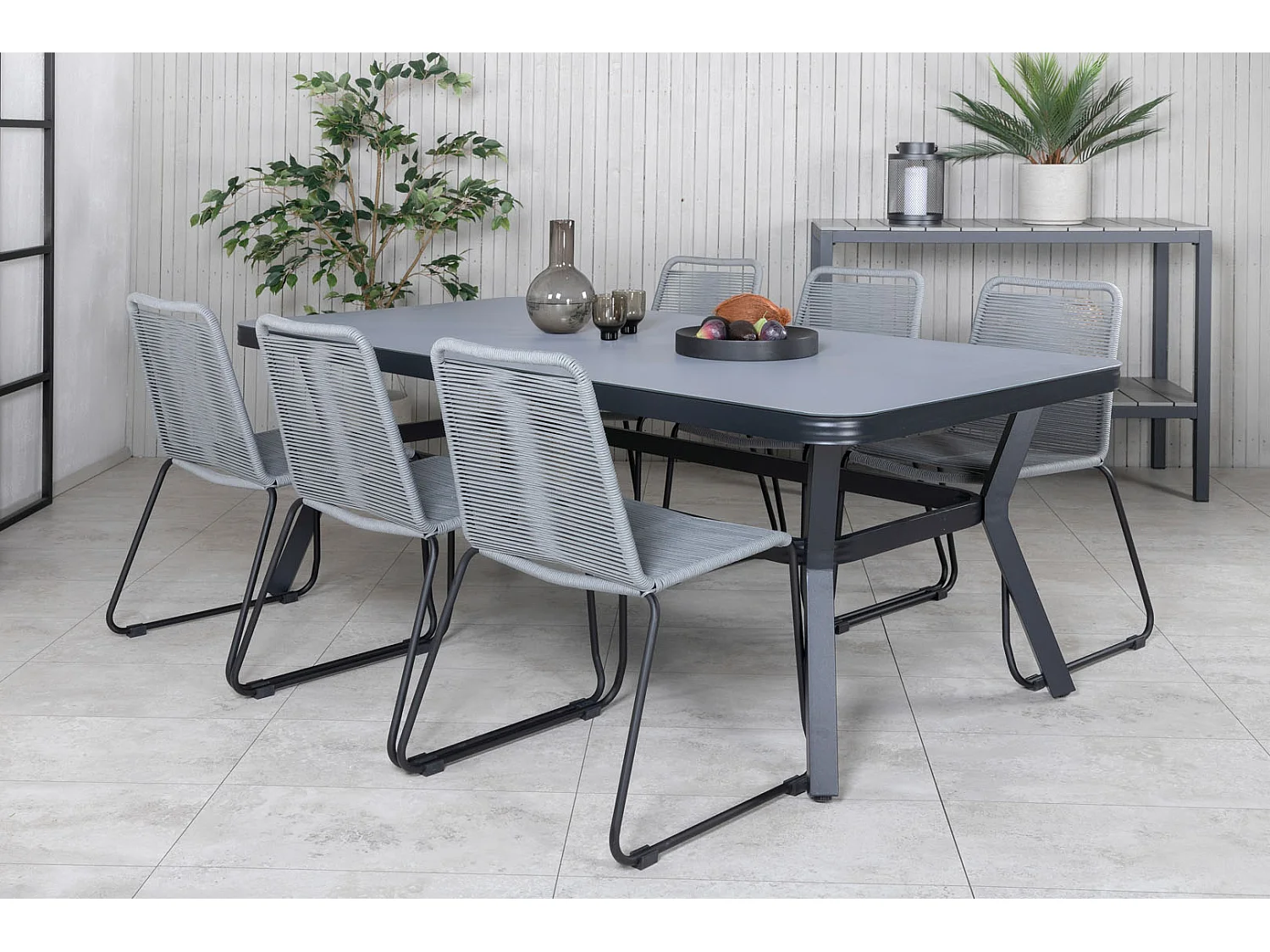 Table de Jardin "Virya" 200cm Noir & Gris