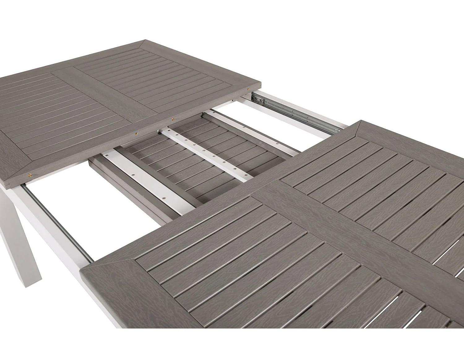 Albany Table de salle à manger avec extension supplémentaire, 160, 240 cm, blanc, gris.