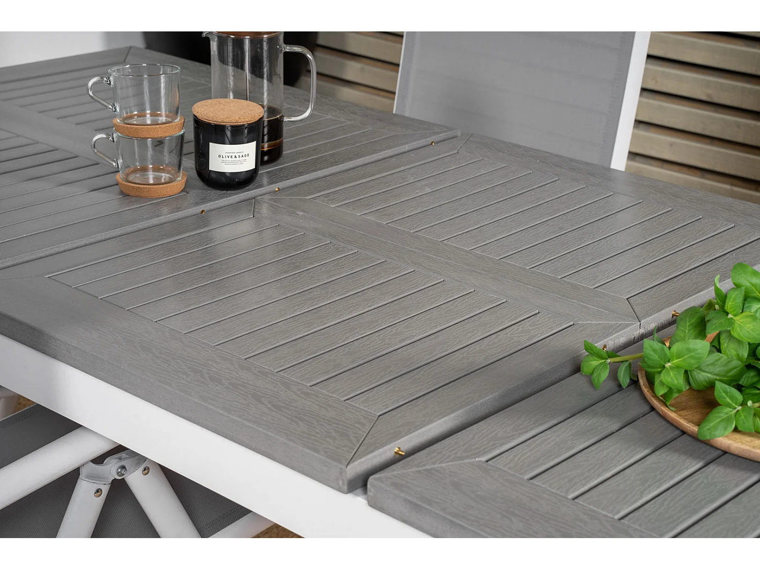 Albany Table de salle à manger avec extension supplémentaire, 160, 240 cm, blanc, gris.