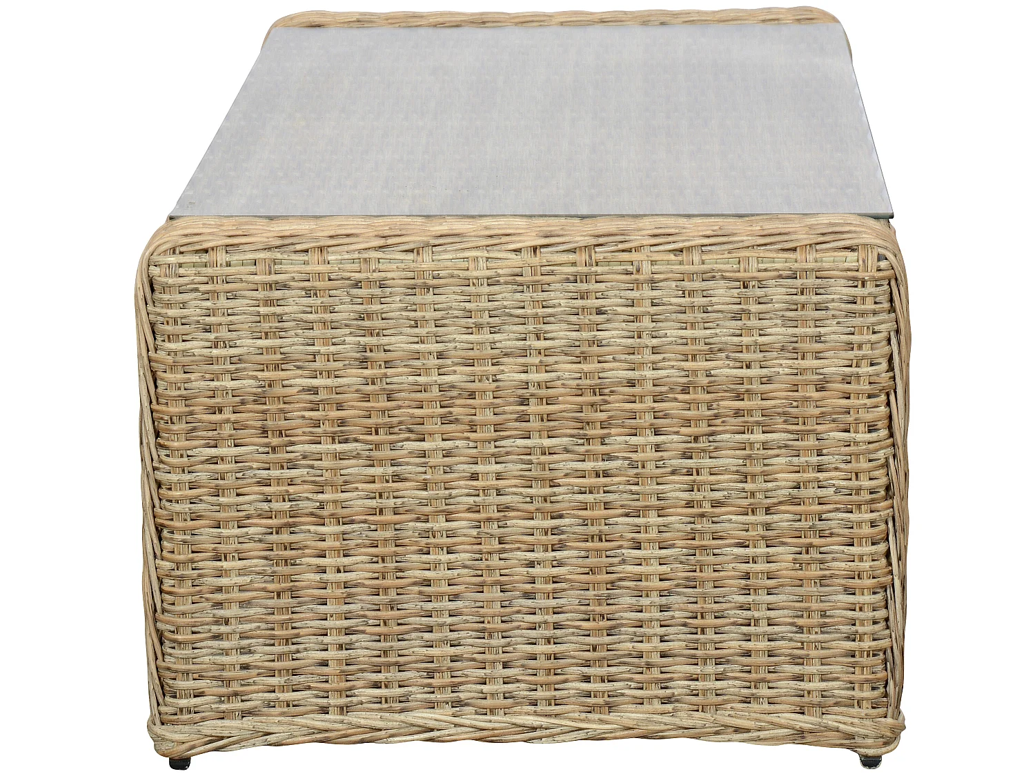 Gram Table basse jardin avec plateau en verre, teinte naturelle.