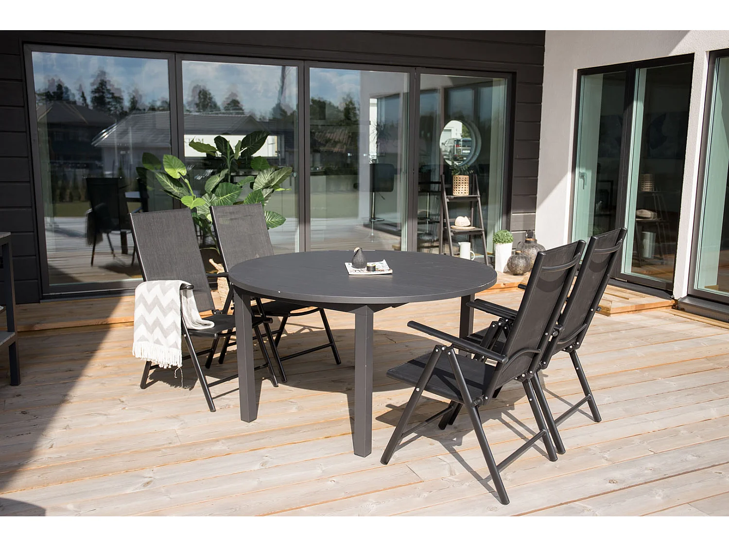 Marbella eettafel tuin Ø120cm zwart.