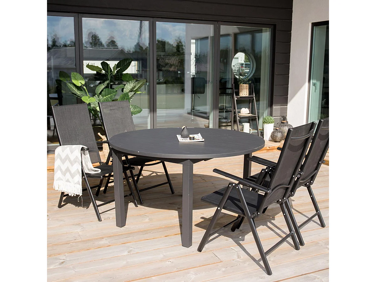 Marbella eettafel tuin Ø120cm zwart.