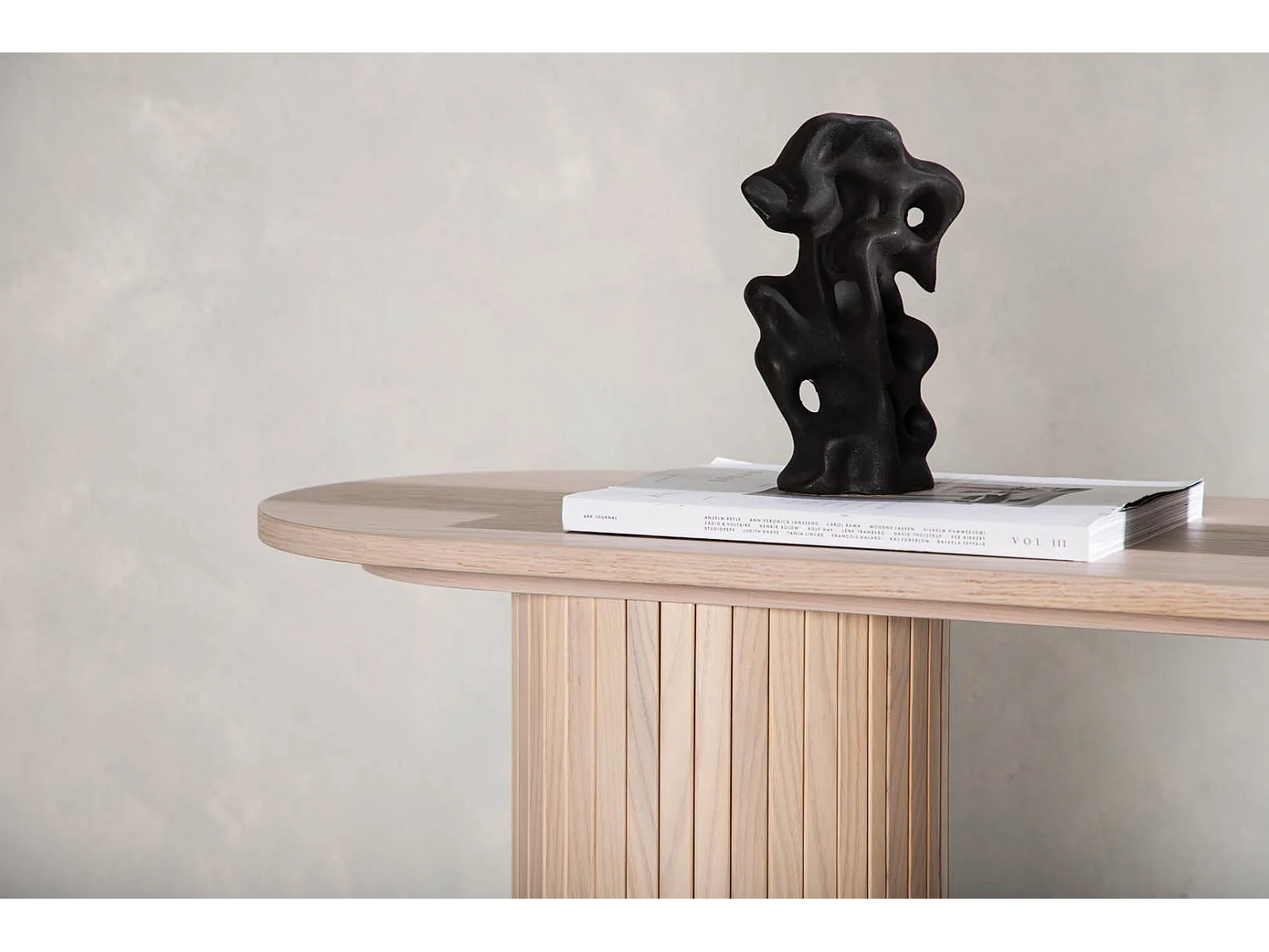 Console Design Nervuré "Bianca" 130cm Naturel