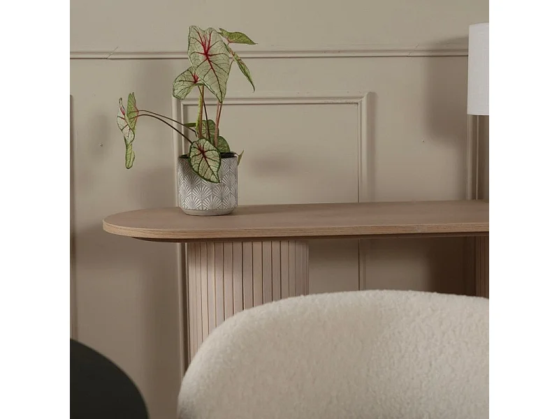 Console Design Nervuré "Bianca" 130cm Naturel
