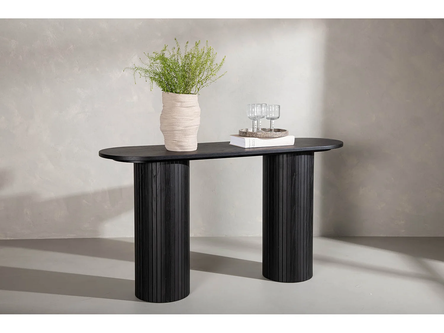 Console Design Nervuré "Bianca" 130cm Noir