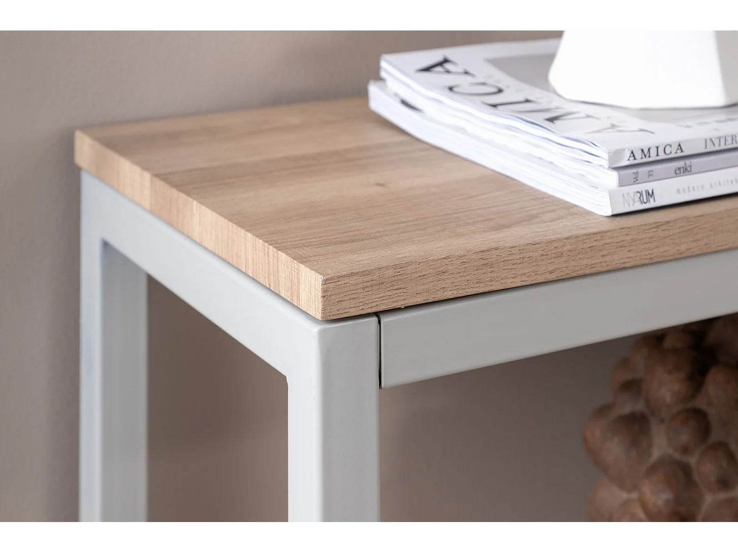 Rise Table console avec étagère 30x110 cm, finition frêne, gris.
