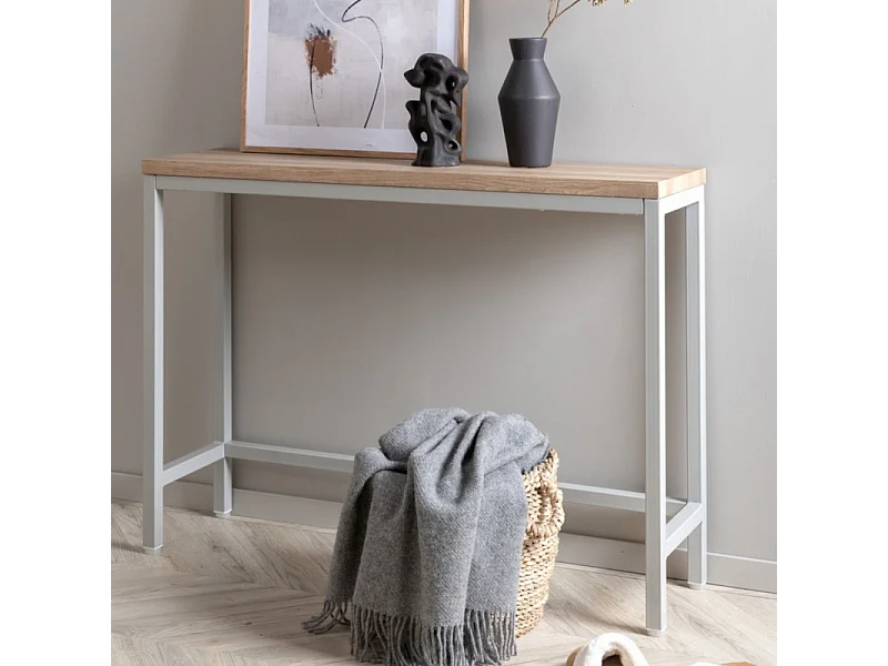 Rise Table console 30x110 cm, finition frêne, gris.
