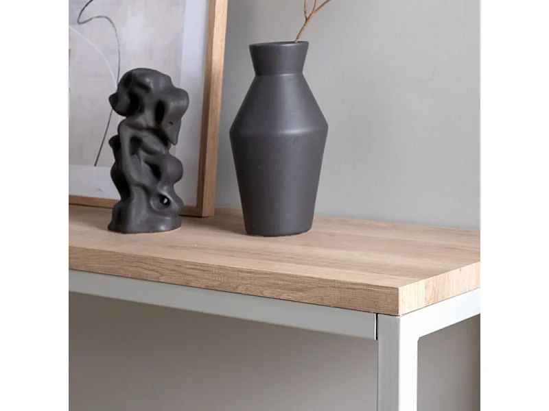 Rise Table console 30x110 cm, finition frêne, gris.