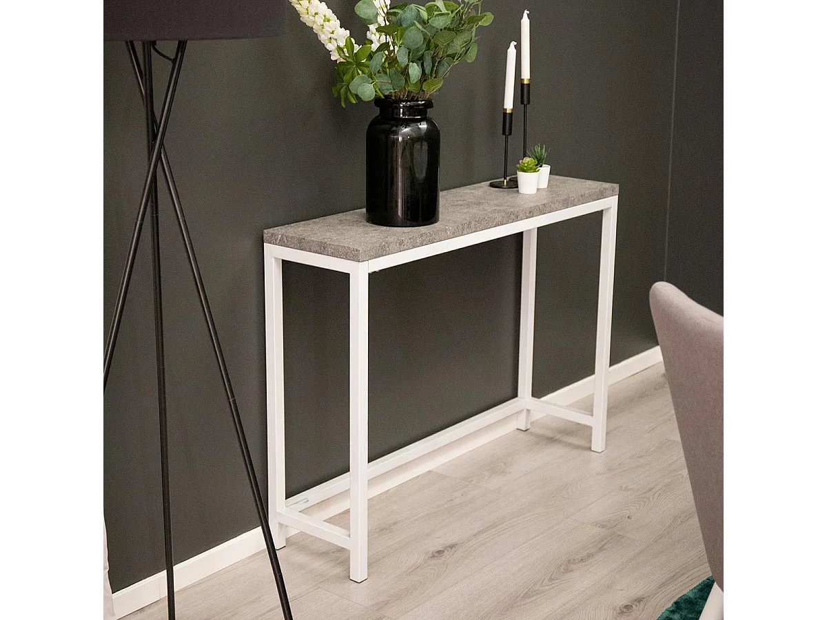 Rise sidetable 30x110 cm beton decor, wit.