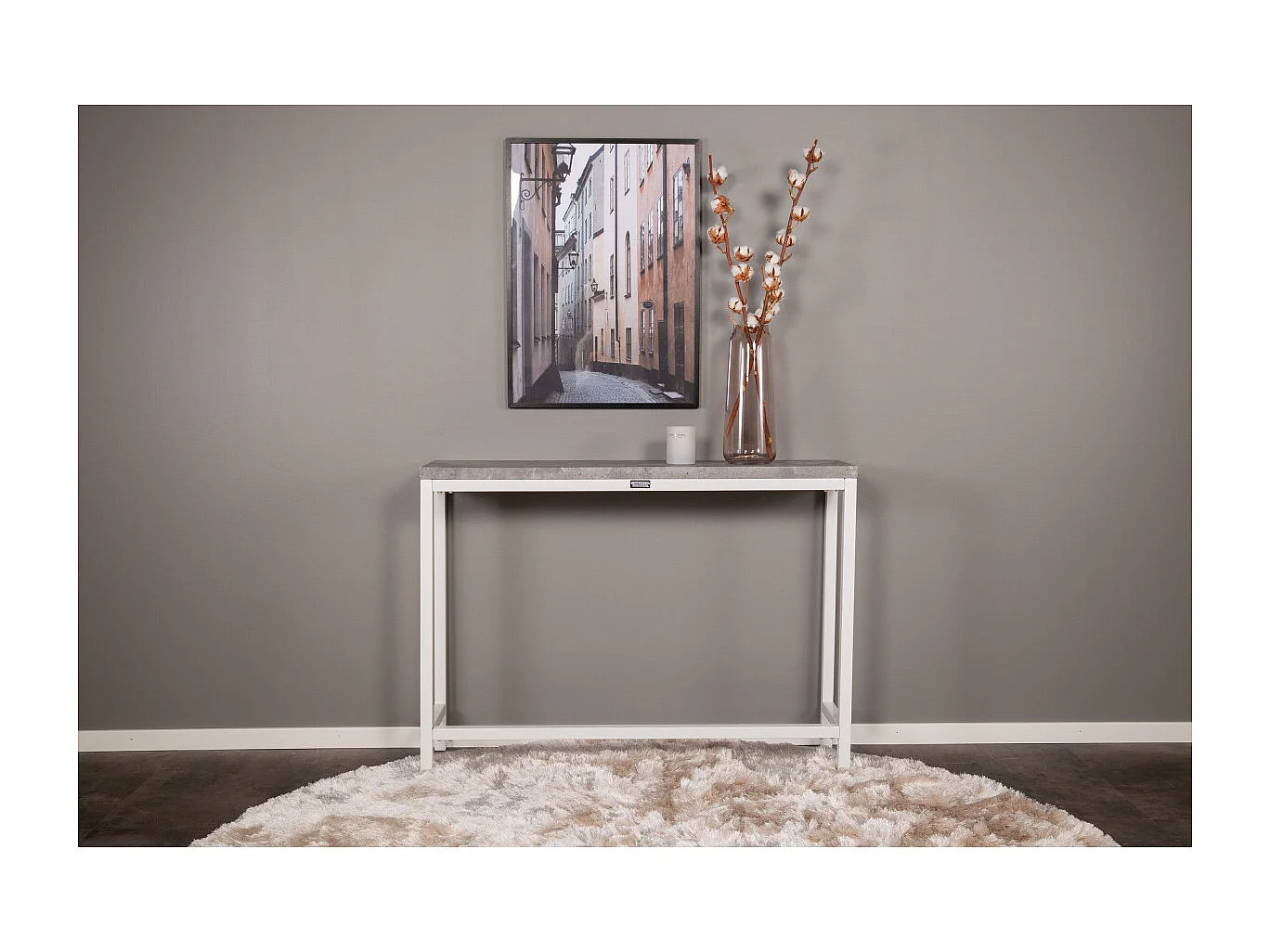 Rise sidetable 30x110 cm beton decor, wit.