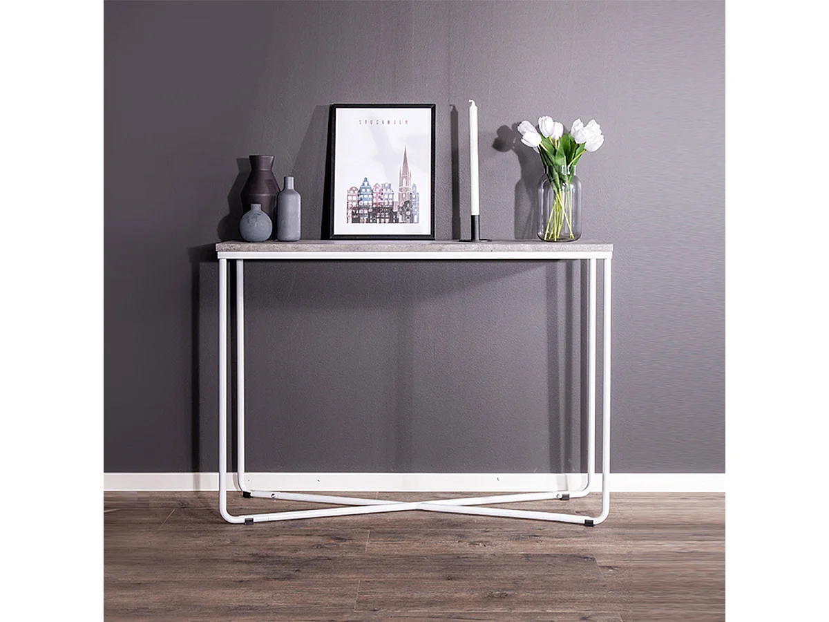 Console Design "Palace" 110cm Gris Foncé & Blanc