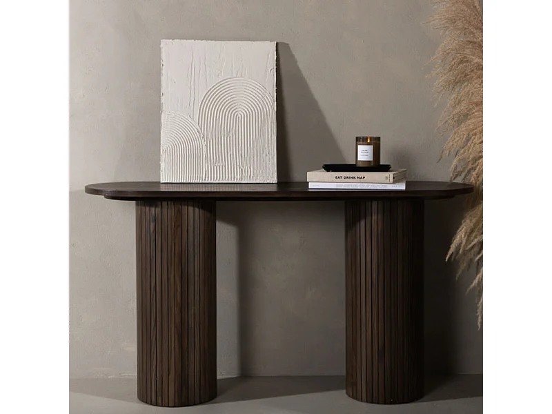 Console Design Nervuré "Bianca" 130cm Marron
