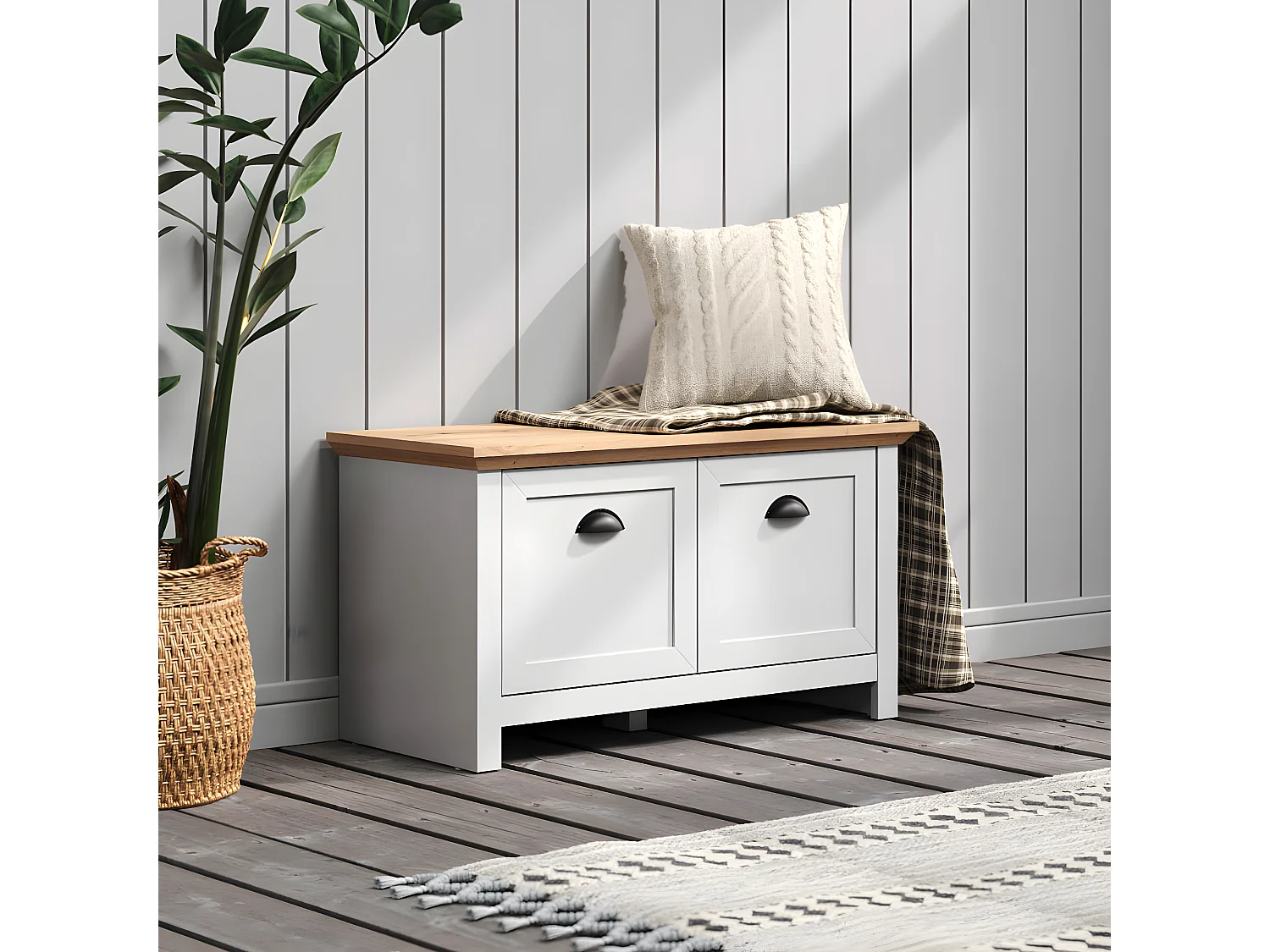 Landside Sitzbank 2 Türen, grau.