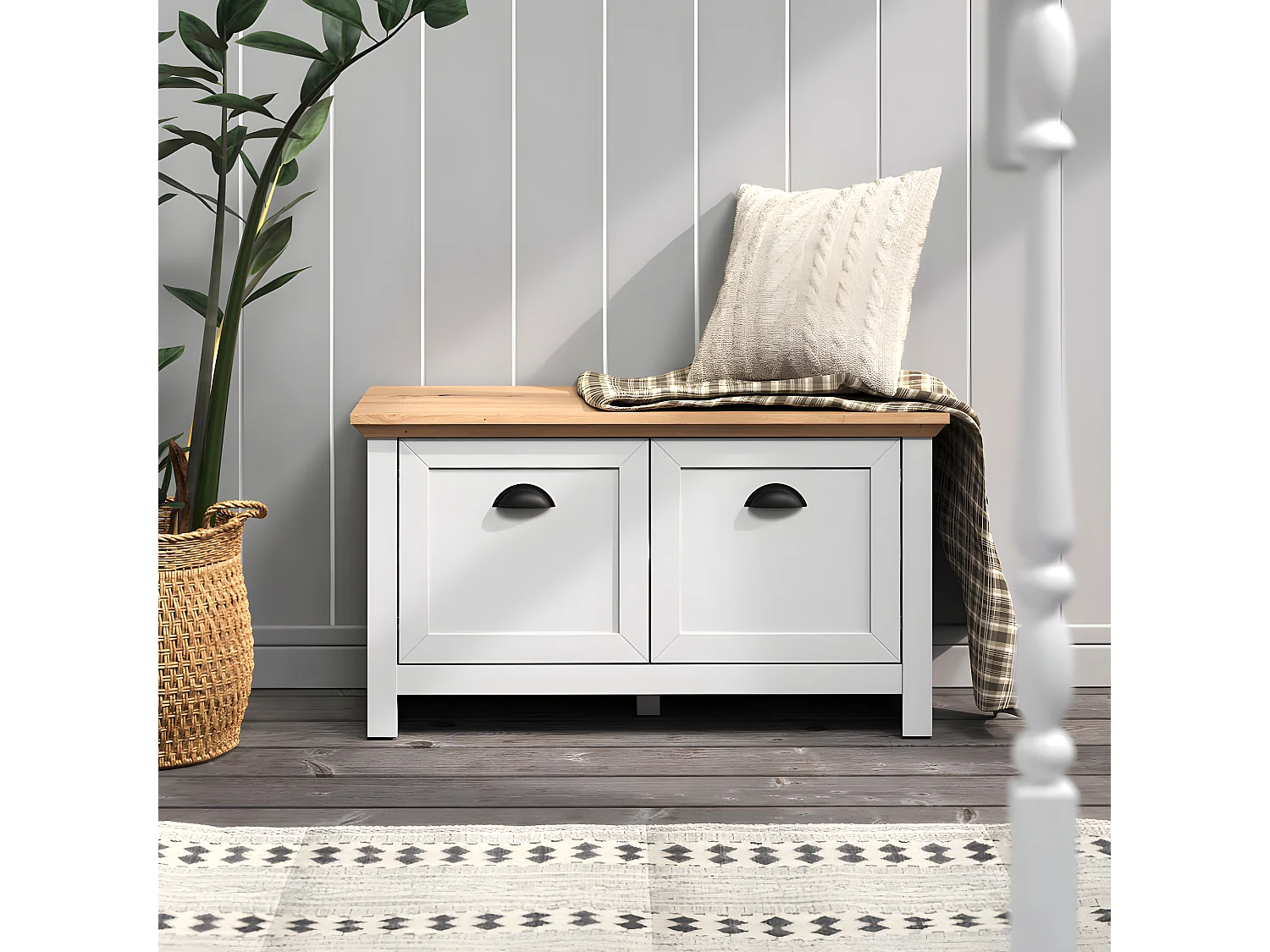 Landside bank 2 deuren, grijs.