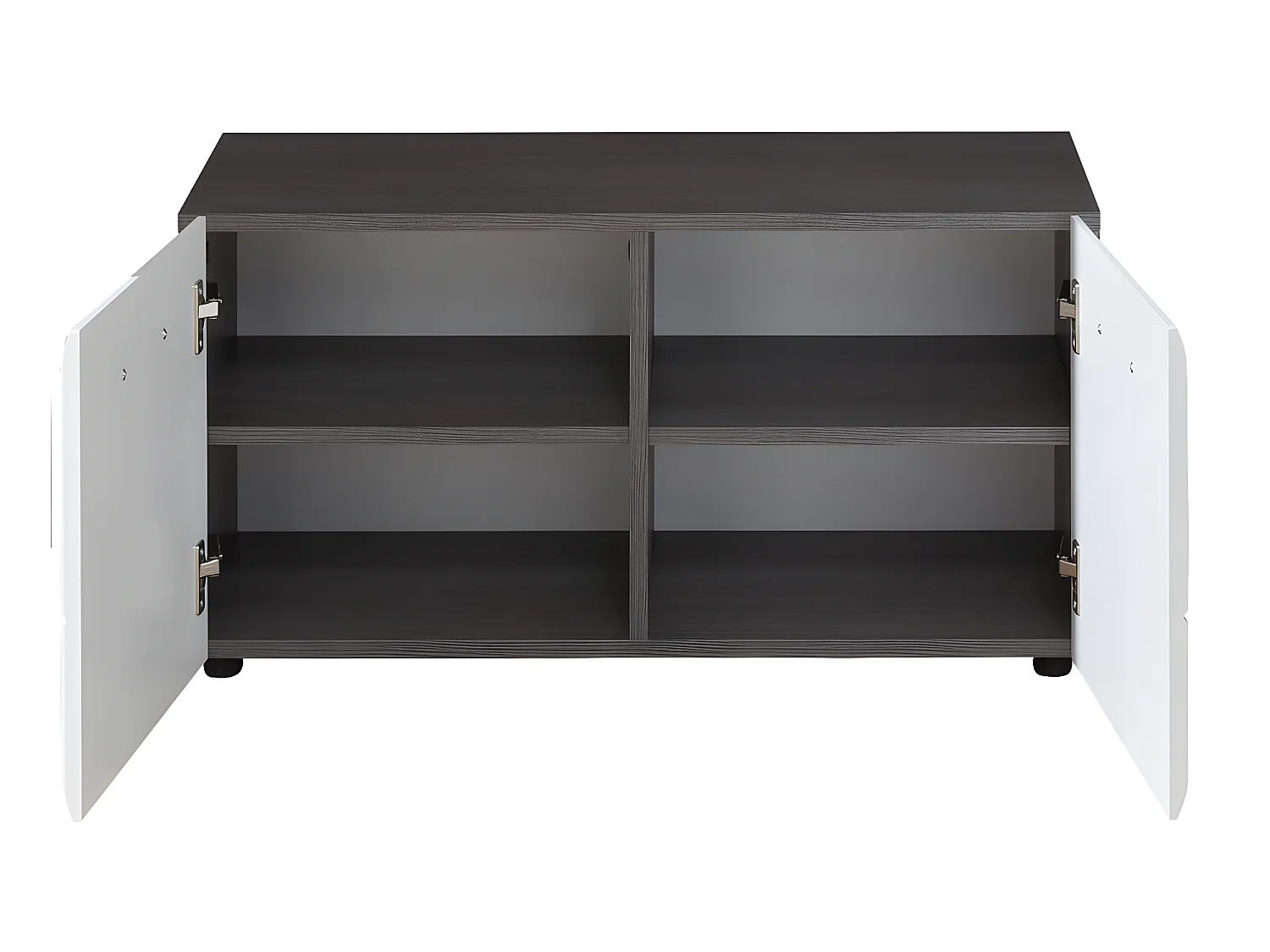 LineGD Banc, 2 portes, argent fumé, blanc brillant.