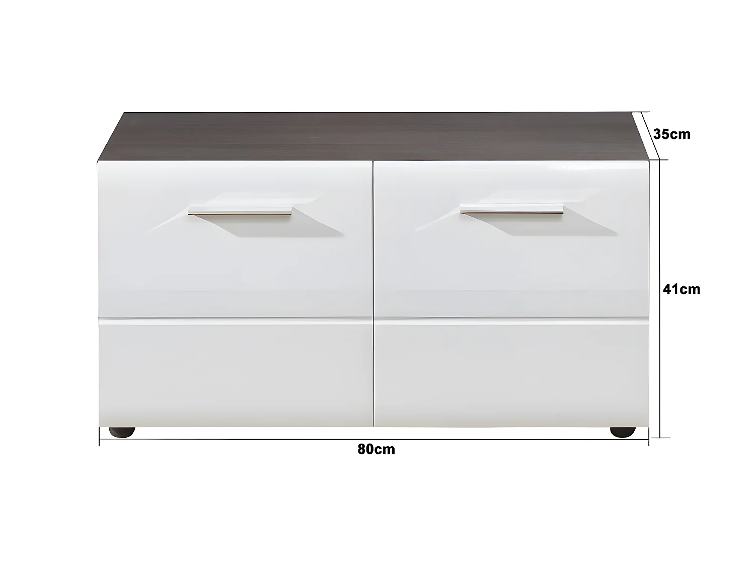 LineGD Banc, 2 portes, argent fumé, blanc brillant.