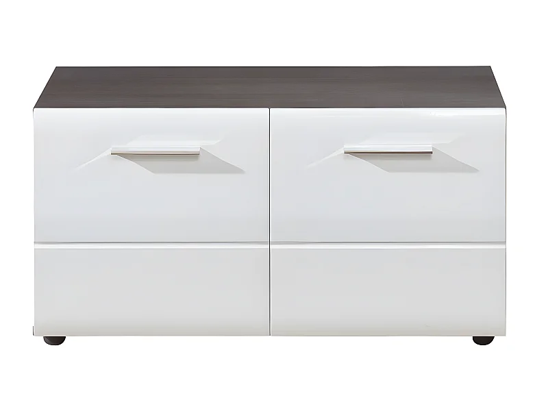 LineGD Banc, 2 portes, argent fumé, blanc brillant.