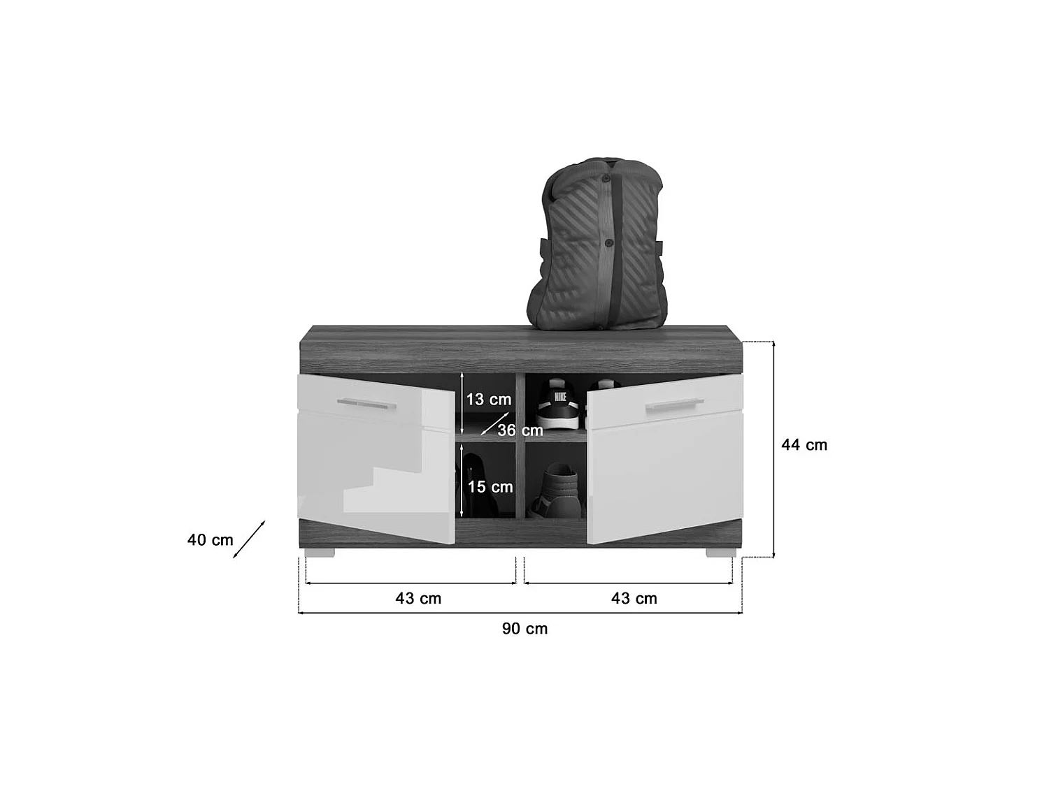 Panca scout con contenitore grigio.