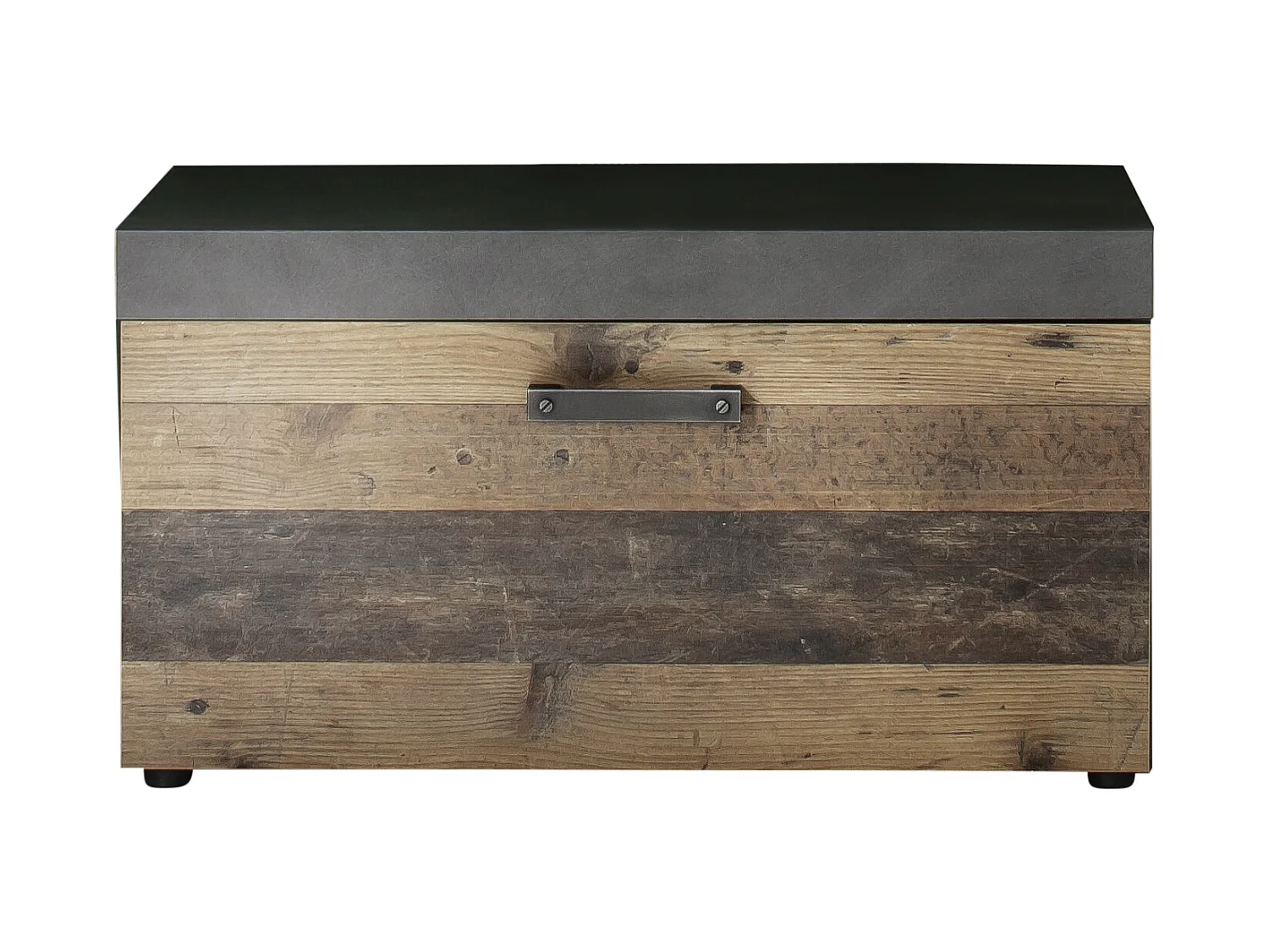 Irwin Banquette, 1 porte battante, style gris Matera, look vieux bois.