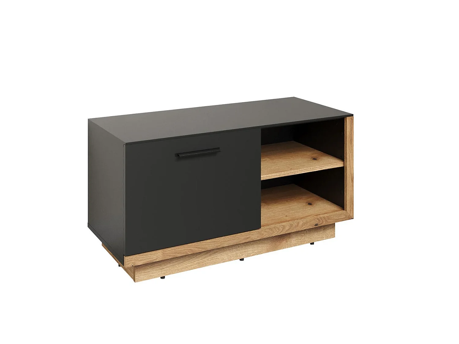 Synnax Sitzbank 1 Klaptür, 2 Ablagen grau,Eiche dekor.